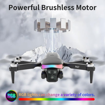 GPS Drone with 4k Camera for Adults Kids, RGB LED Light 90°Electric Adjust Lens, Professional GPS Drone 5GHz WiFi Live Video, RC FPV F417 Drone Auto Return, Follow Me, Handbag, under 250g