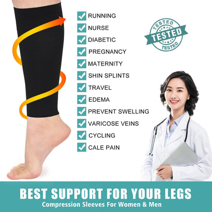 Evolyline Calf Medical Compression Stockings Women &amp; Men 20-30 mmHg, without Foot Calf Compression Calf Bandage Thrombosis Stockings for Shin Splint Varicose Veins Edema Gradient Compression