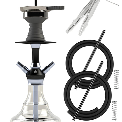 NOBLE HOOKAH Shisha Set Small Shisha Mini Shisha to go with high-quality accessories - hand-blown bottle 2 hoses