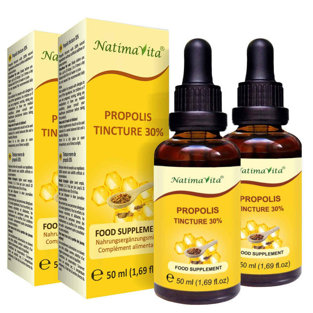 Propolis Drops 30% – 2 x 50 ml – Pure High-Dose Tincture – 100% Natural Extract – Practical Pipette – Easy Dosage – NatimaVita