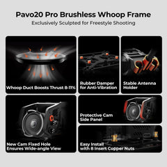 BETAFPV Pavo20 Pro Brushless Whoop Quadcopter 2.2inch Cinewhoop with HD Digital Bracket, LAVA 1104 7200KV Motor GF2218 3-B Prop Compatible for DJI O3/Caddx Vista/Runcam Link for FPV Freestyle Shooting
