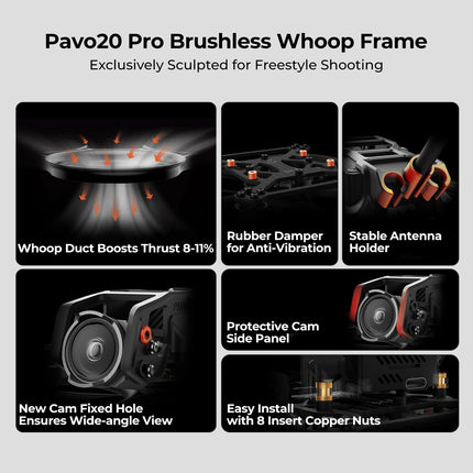 BETAFPV Pavo20 Pro Brushless Whoop Quadcopter 2.2inch Cinewhoop with HD Digital Bracket, LAVA 1104 7200KV Motor GF2218 3-B Prop Compatible for DJI O3/Caddx Vista/Runcam Link for FPV Freestyle Shooting
