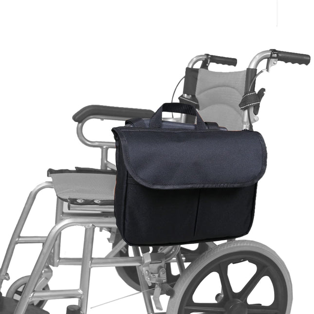 Side Wheelchair Bag, Oxford Cloth Sturdy Handle Wheelchair Bag Large Capacity Wheelchair Storage Bag Walker Accessories (Black)