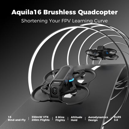 BETAFPV Aquila16 1S Brushless Quadcopter with Altitude Hold Function, 8 Mins Flight, 200m Distance, 3 Flight Speed ​​Modes, Built-in Propeller Guard, for Teens Adults FPV Beginner to Fly Indoor Outdoor