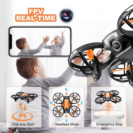 4DRC Mini Drone with 720P HD Camera for Kids, FPV 2.4G WiFi, Enhanced Propeller Guard, 3D Flip, Fight Mode, Gravity Induction, Altitude Hold, Headless Mode, One Key Take-Off/Landing,