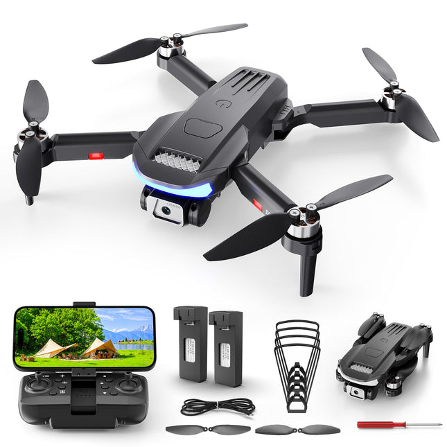 Wipkviey B15 Drone with 4k Camera, Foldable Drones with Brushless Motor, RC FPV Quadcopter for Beginners and Adults, Waypoint Flight, 3D Flip, 2 Batteries, 36 Min. Flight, Under 249g, C0