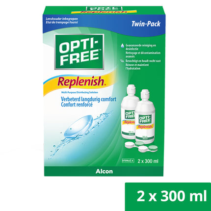 Opti-Free Replenish Contact Lens Solution | Bulk Pack | 2 x 300 ml