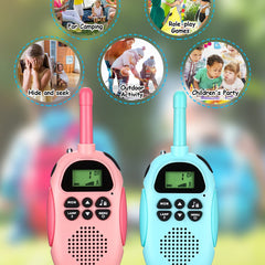 2 Pack Walkie Talkies for Kids, Rechargeable Walkie Talkies, 22-Channel Children's Radio Toys for Boys and Girls, Outdoor Adventures, Camping, Hiking - Pink and Blue