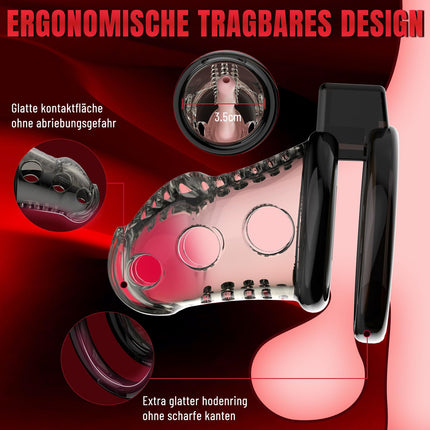 Chastity Cage for Men Made of Resin &amp; Premium Silicone with 6 Penis Rings - Ultralight &amp; Invisible for SM Fetish, Sex Toy Bondage, and Abstinence | Cock Cage (M)