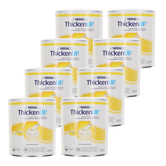 8x 227g ThickenUp von Nestle Health Science Andickungsmittel – Andickungspulver – im exclusiven ConsuMed Bundle mit Nahrungergänzungsmittel Übersicht im DIN A3 Posterformat