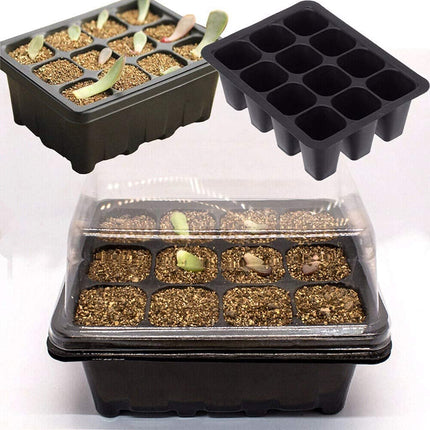 ANCLLO Indoor Greenhouse Propagator, 5 Pack 60 Cells Mini Greenhouse Propagation Set Seedling Starter Trays Greenhouse Propagation Tray with Domes and Base for Starting Seeds