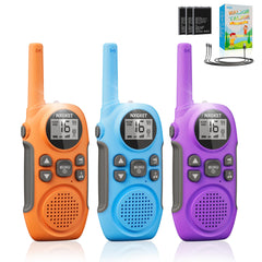 NXGKET Walkie Talkie Set of 3, Walkie Talkie for Kids and Adults, Rechargeable with Li-Ion Battery, Radio Gift for Girls and Boys 4 Years, 3km Range Toy Walkie Talkie with Vox for Outdoors, Camping, Hiking