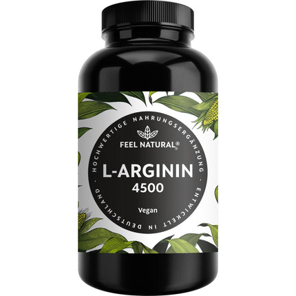 L-Arginine - 365 vegan capsules - 4500mg plant-based L-Arginine HCL from fermentation (of which 3750mg pure L-Arginine) per daily dose - High dosage, no additives, laboratory-tested, produced in Germany