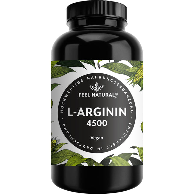 L-Arginine - 365 vegan capsules - 4500mg plant-based L-Arginine HCL from fermentation (of which 3750mg pure L-Arginine) per daily dose - High dosage, no additives, laboratory-tested, produced in Germany