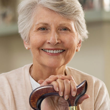 Walking stick walking aid walking stick beech derby handle gold-colored decorative band rubber capsule color dark brown length selectable load capacity up to 100kg weight approx. 330g for more walking security