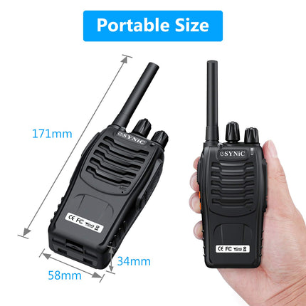 eSynic Walkie Talkie License-Free PMR446 16 Channels Two-Way Radio Rechargeable VOX Radio PMR 0.5W Radio Reception 16 Channels Walkie Talkie With USB Charging Station and Headset (6 pieces)