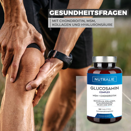 Glucosamine Chondroitin MSM 2268mg High Dose - Boswellia Collagen - Bone Maintenance with Glucosamine Chondroitin MSM Collagen Hyaluronic Acid Selenium and Zinc - Laboratory Tested - 120 Tablets Nutralie