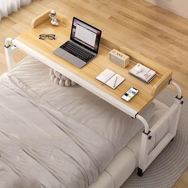 ZHFASDS Overbed Table with Wheels, Rolling Laptop Desk Height and Width Adjustable Food Tray Desk Rolling Medical Table Lazy Desk (Color: Wood)