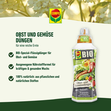 COMPO BIO Fruit and Vegetable Fertilizer - Organic Liquid Fertilizer for Fruit and Vegetables - Potassium Fertilizer - 2.5 Liters