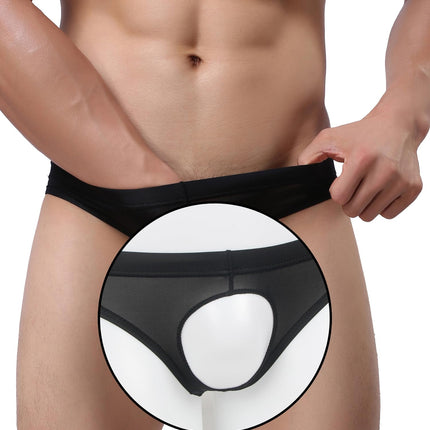ohyeahlady Ice Silk Underwear Men's Sexy String Thong Men Open Front Sissy Lingerie Erotic Sexy Underwear Underpants Briefs Large Sizes Underpants Briefs Thong Underwear Panties Black XL