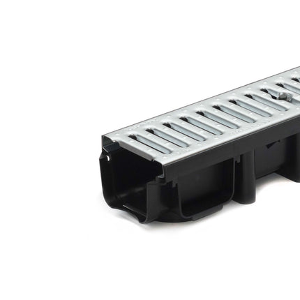 1m drainage channel patio channel steel grate galvanized complete SET, System A15 98mm