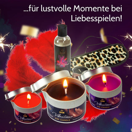VIBRATISSIMO S/M Candle Burning Red 50 ml I Low temperature in red I High-quality candle wax odorless I Drip candle for erotic games I Romantic massage candle for couples I Wax Candle