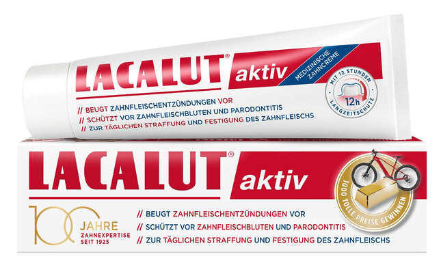 LACALUT ACTIVE TOOTHPASTE, 100ml Toothpaste, immediately noticeable tightening and strengthening of the gums, effective dental &amp; gum care, 1 x 100ml