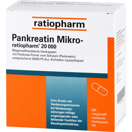 PANCREATIN Micro-ratio.20,000 gastric juice hard caps. 200 pieces