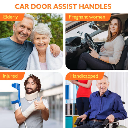 2-Piece Car Exit Aid - Car Handle for Seniors - Car Gadgets, Aluminum, 180KG Load Capacity, Rust Protection, with Safety Window Hammer Function, for Car, Motorhome, Truck Doors (Blue)