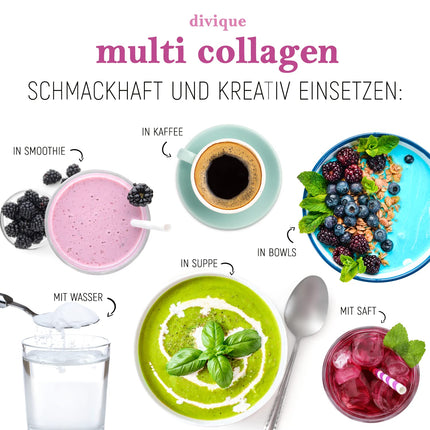 Divique Collagen Powder [500g] - Premium Collagen Complex Types 1, 2, 3, 5, 10-100% Collagen Hydrolysate Peptides - 10,000 mg Collagen per day - tasteless, water-soluble, no additives