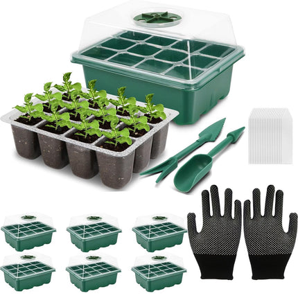VDYXEW indoor greenhouse cultivation box, 6 pieces 72 cells mini greenhouse cultivation set, mini greenhouse ideal for plant growth and seed germination.