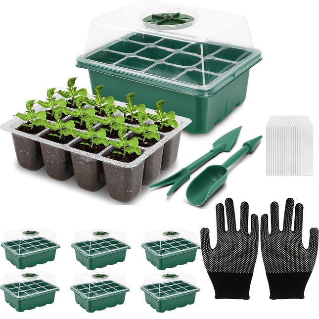VDYXEW indoor greenhouse cultivation box, 6 pieces 72 cells mini greenhouse cultivation set, mini greenhouse ideal for plant growth and seed germination.