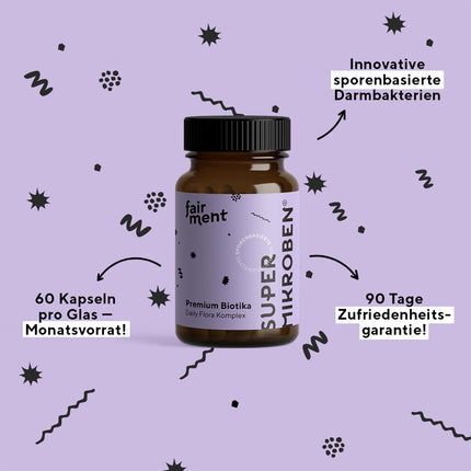 fairment SuperMicrobes® Bacteria Strains 3 billion CFU/daily dose, with zinc, vegan, histamine-friendly and high-dose, 60 Capsules from Germany