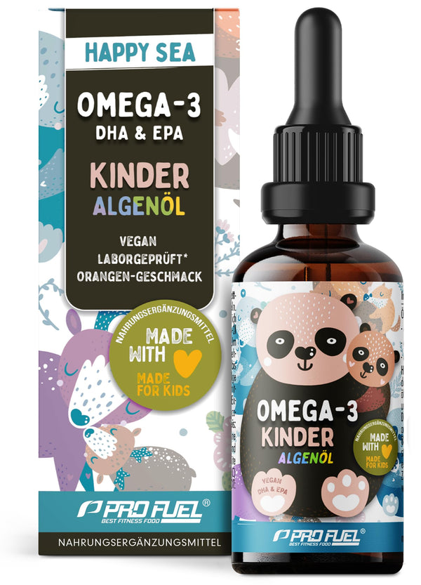 Omega-3 Vegan for Children (50 ml) - DHA &amp; EPA - Omega-3 algae oil with 250 mg DHA and 130 mg EPA per day - delicious orange flavor - laboratory-tested with certificate - 62-day supply - 100% vegan