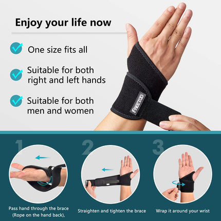 FREETOO Wrist Supports Fitness, Wrist Bandage [Right/Left], Wrist Support for Men and Women for Tendonitis, Compression Wrist Guards for Weight Training, Crossfit