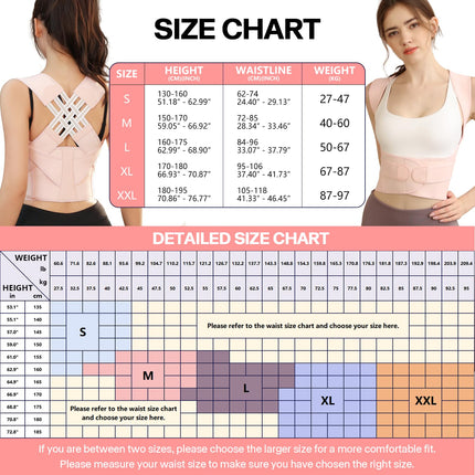 NormXinRui Adjustable Back Posture Belt, Posture Corrector for Women and Men, Relieves Neck and Shoulder Pain (Pink, M)