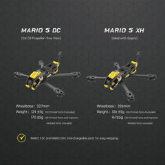Speedybee Mario 5 O4 DC Advanced 5-inch FPV Drone Frame – 226mm Wheelbase, Lightweight Design, CNC Aluminum Head, Compatible with DJI O4 PRO/O3 Air Unit &amp; Analog VTX, Ideal for Cine &amp; Freestyle