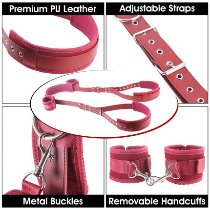 Sex Toys for Couples Extremely Hard BDSM Bondage - Open Leg Restraints Handcuffs for Sex Games, Sex Toys Bondage Set Restraint Set Beginners (Red)
