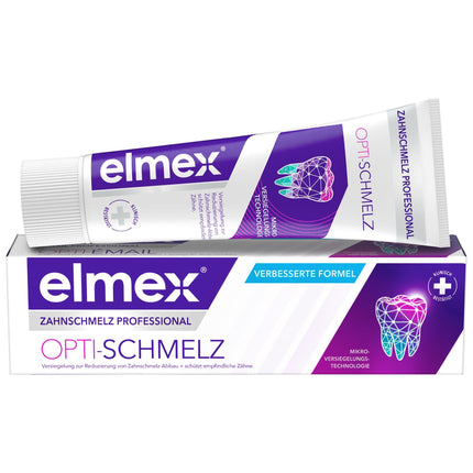 elmex Toothpaste Professional Opti-enamel Sealing &amp; Strengthening 75ml – medical tooth cleaning with amine fluoride seals the tooth enamel – protects against tooth enamel loss