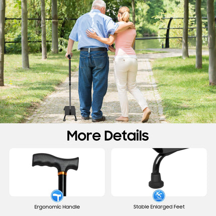 Stair climbing stick, balance walking stick with base, adjustable walking stick made of aluminum and iron, for seniors and mobility aids (max. load capacity 150 kg)