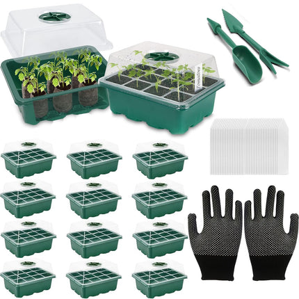 VDYXEW Mini Greenhouse - for up to 12 plants per indoor greenhouse, indoor greenhouse cultivation box mini greenhouse ，Green/Transparent (12 pieces)