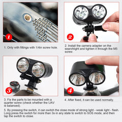 Asixxsix Drone Night Flight Lights, 4 Modes, Drone Flash Light, Universal Type for Conversion Upgrade, Owl, Drone Searchlight, Night Light, Powerful Battery, 135