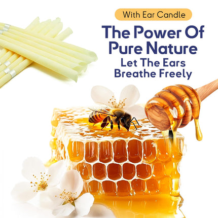 Ear candles, ear candles for cleaning earwax, 10 pcs, natural and non-toxic cylinder with safety filter, protective discs and cotton swabs