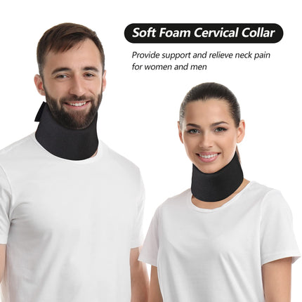 Cozyhealth Soft Foam Neck Support, Universal Cervical Collar, Adjustable Neck Support for Sleeping, Relieves Neck Pain and Spinal Pressure (Black, 3" Deep Collar, L)