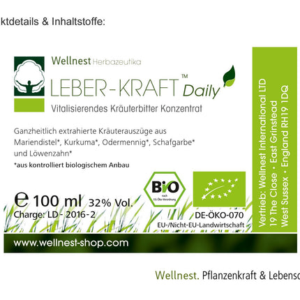Wellnest Liver Power Daily Organic Concentrate 100ml with milk thistle, turmeric, dandelion, yarrow, and agrimony - Manufactured quality