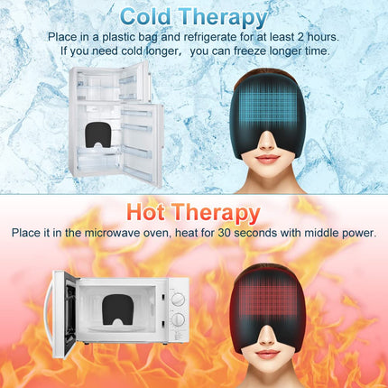 ACWOO Gel Cooling Cap Migraine Headache Relief Stretchable Headache Hat Cold Therapy Cap Sleep Mask, Heady Mask for Puffy Eyes Stress Relief (Black)