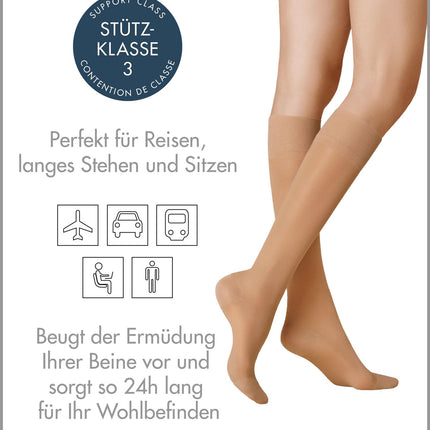 KUNERT women's knee-highs Fly&amp;Care® 40 effective support class III 40 DEN tan 1003 39-42