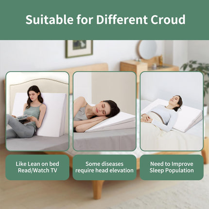 Meulbaty 190x81x19CM Wedge Pillow for Bed, Memory Foam Material Support Pillow Pillow for Sleep Improvement, Large and Wide Reading Pillow, Mattress Wedge for Acid Reflux, Neck or Back Pain