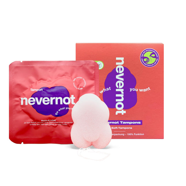 nevernot Soft Tampons, 48 ​​Count: Menstrual Sponge with Optional Thread, 100% Non-Toxic, Super Soft Tampon, Easy to Remove, Ideal for Sports, Sauna &amp; Pain Patients