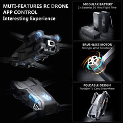 Mingfuxin GPS Drone with 4K Camera, Foldable RC Quadcopter Drones for Adults, 5G Transmission FPV Drone Foldable RC Quadcopter with Automatic Return, Brushless Motor, Gesture Control